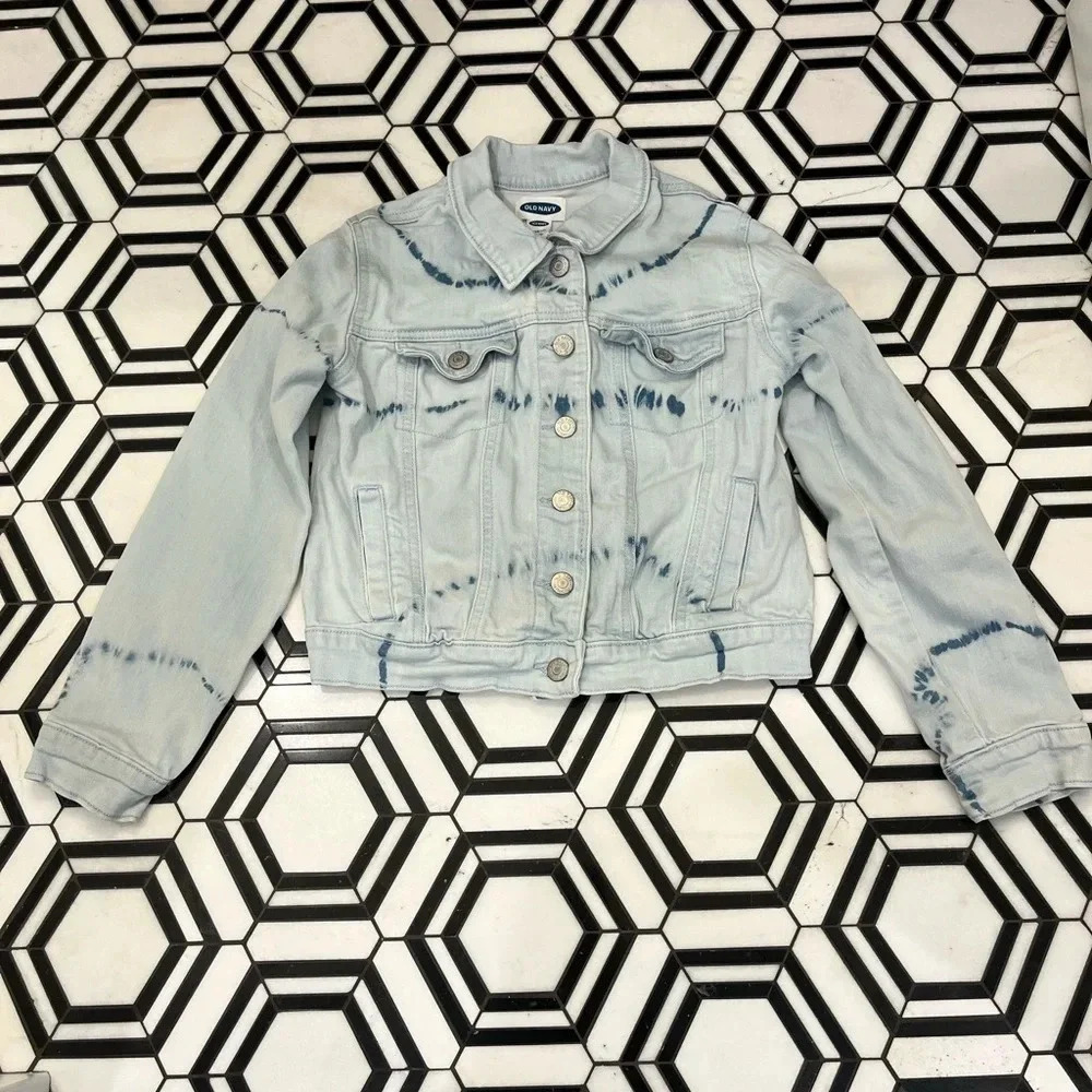 Old Navy Jean jacket size large blue tie dye
